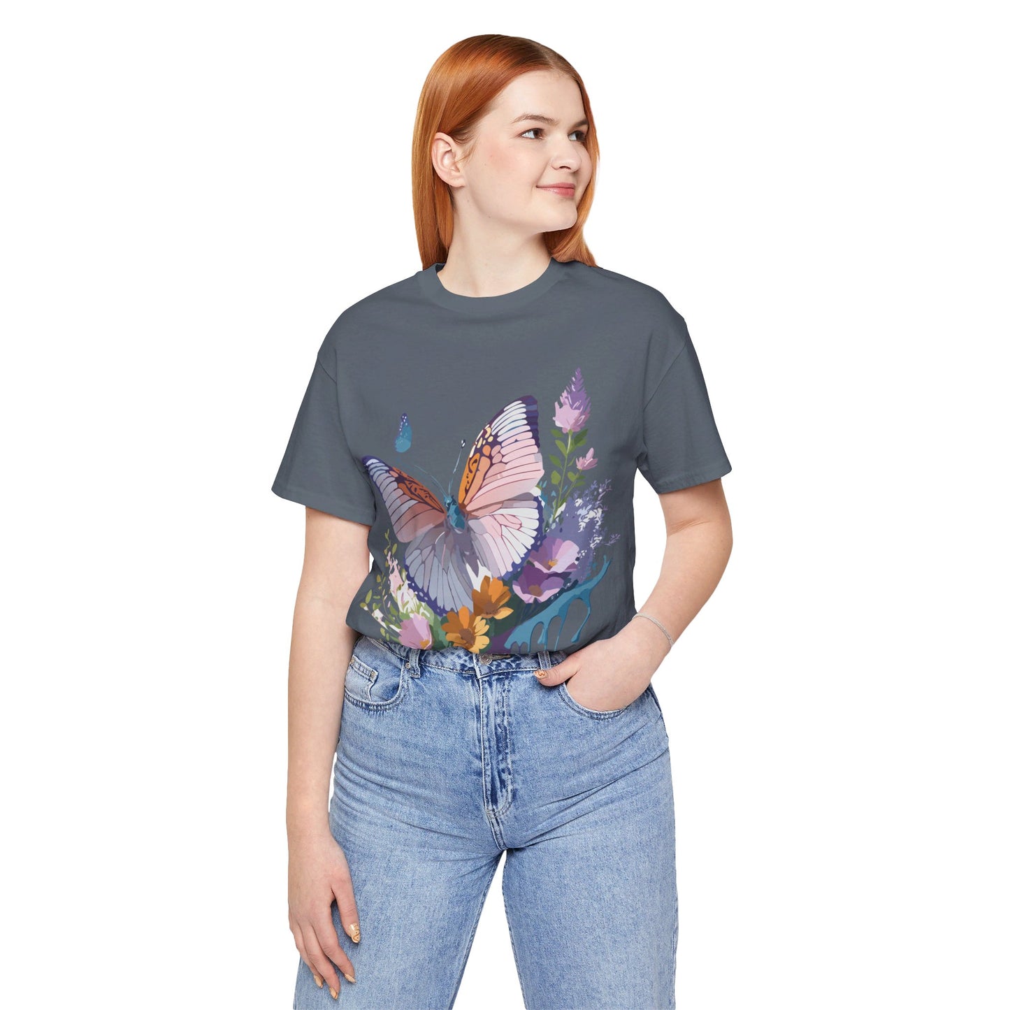 T-shirt en coton naturel avec papillon