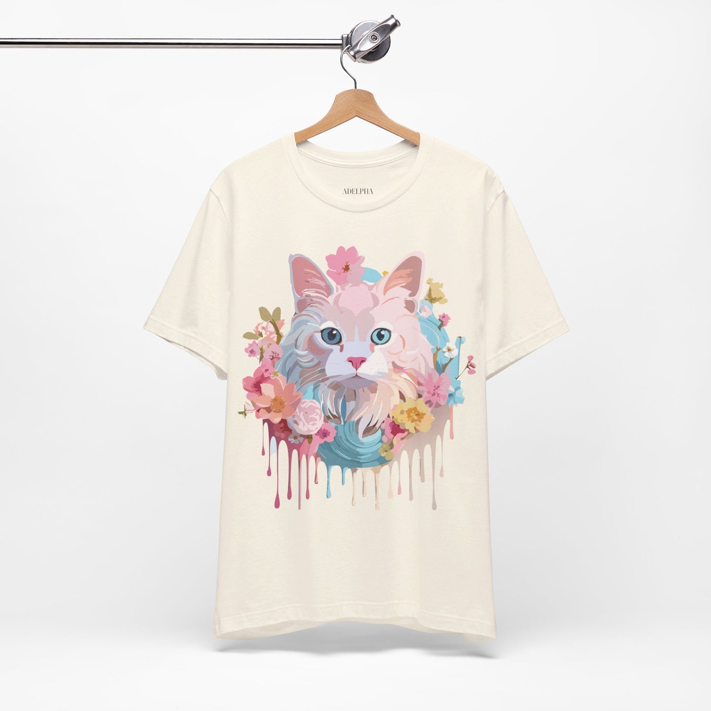 Natural Cotton Tee Shirt with Cat