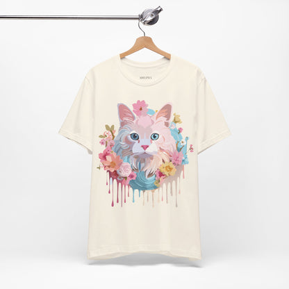 Natural Cotton Tee Shirt with Cat Printify