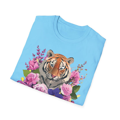 Tiger Print Shirt Unisex Animal Tee Softstyle Gildan 64000 Cotton