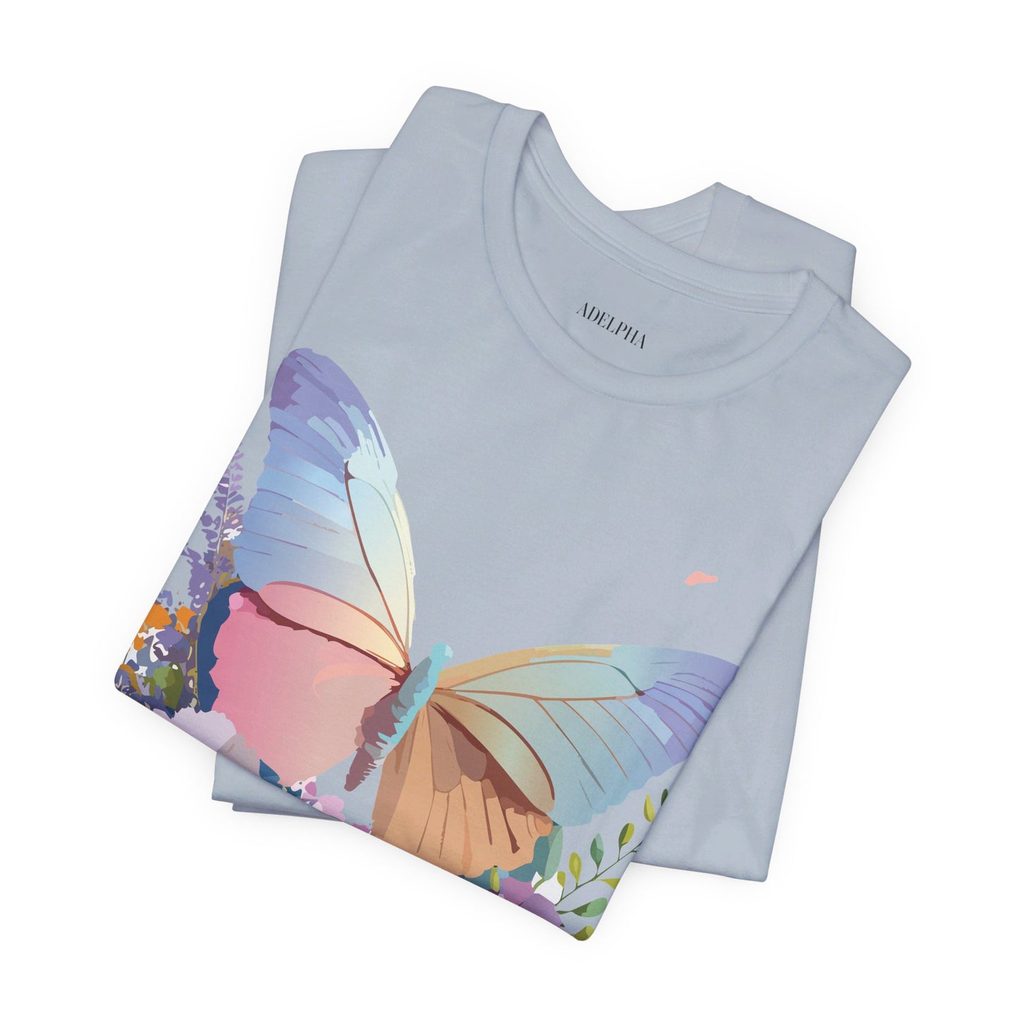 Natural Cotton Tee Shirt with Butterfly