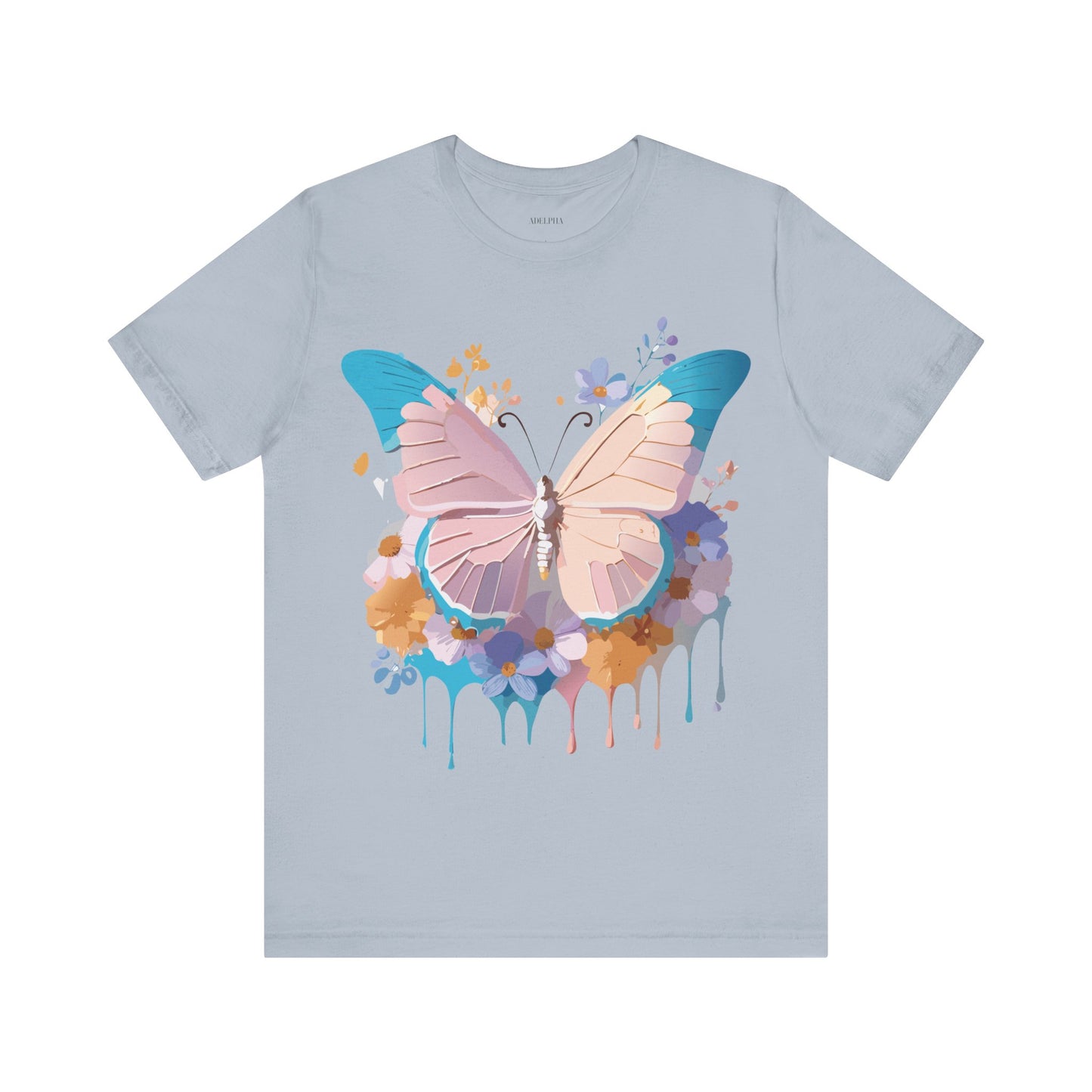 Natural Cotton Tee Shirt with Butterfly