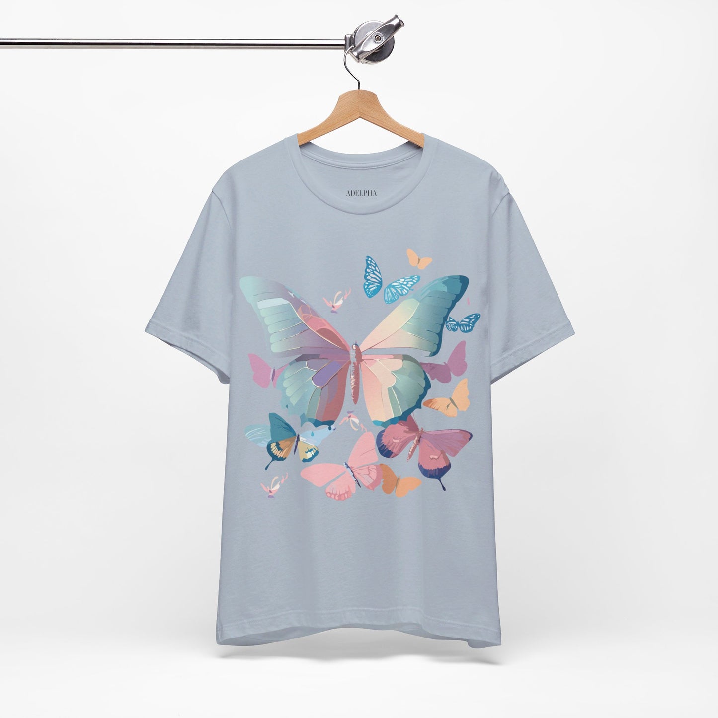 Natural Cotton Tee Shirt with Butterfly