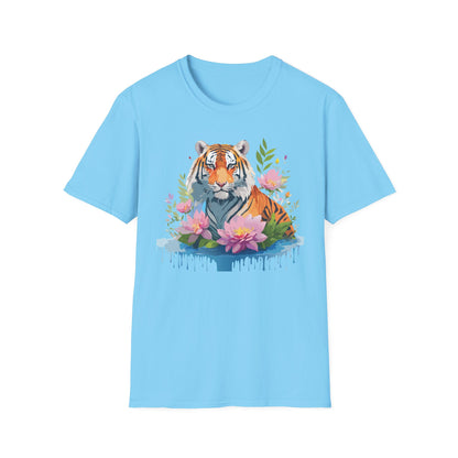 Tiger Print Unisex T Shirt Gildan Softstyle 64000 Animal Tee