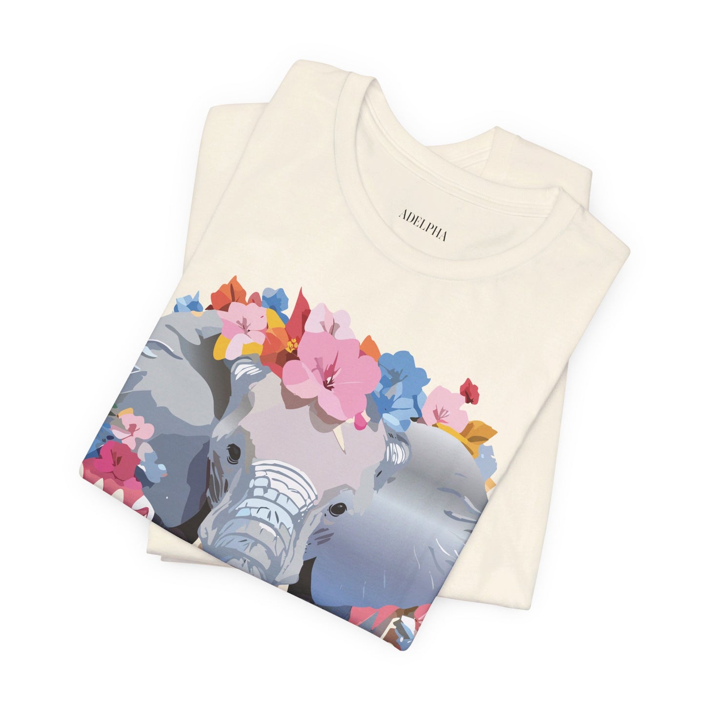 T-shirt en coton naturel avec motif éléphant