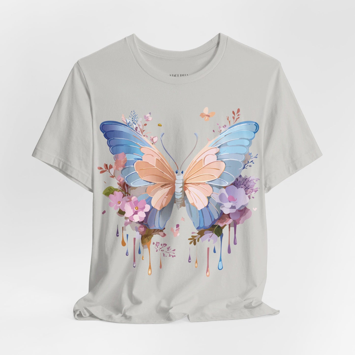 Natural Cotton Tee Shirt with Butterfly