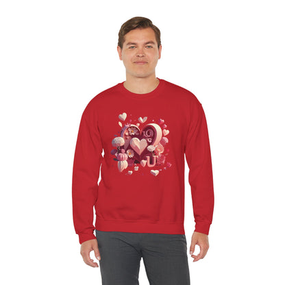 Unisex Floral Big Heart Sweatshirt Love Floral Valentine Day Cotton Poly Blend