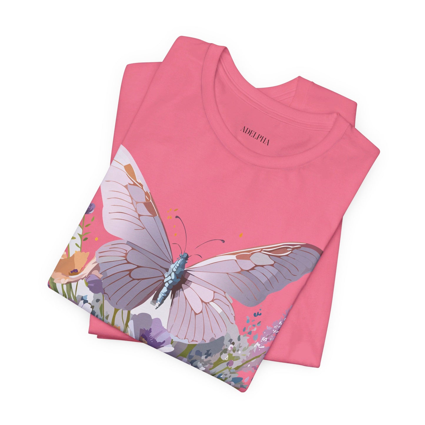 Natural Cotton Tee Shirt with Butterfly