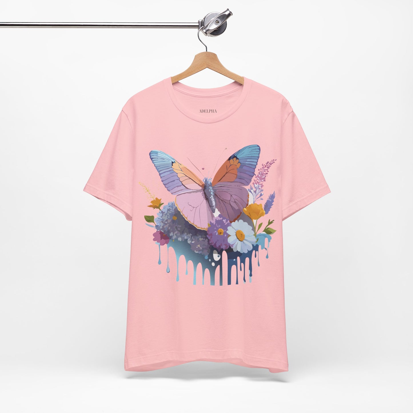 Natural Cotton Tee Shirt with Butterfly