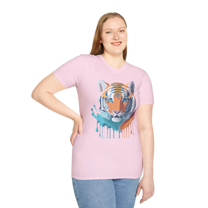 Tiger Print Shirt Unisex Softstyle Tee 100 Percent Ring Spun Cotton