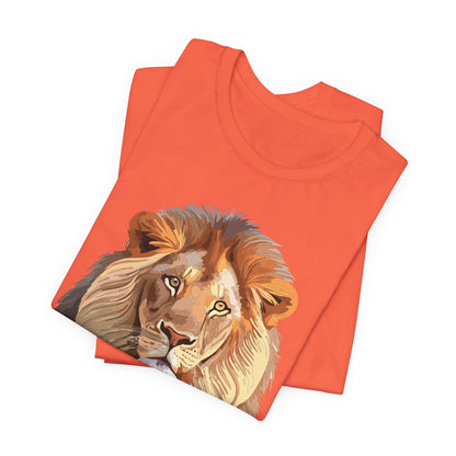 Safari Lion Head Illustration T-Shirt Unisex Cotton Realistic Lion Portrait Tee 3