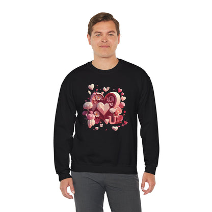 Unisex Floral Big Heart Sweatshirt Love Floral Valentine Day Cotton Poly Blend