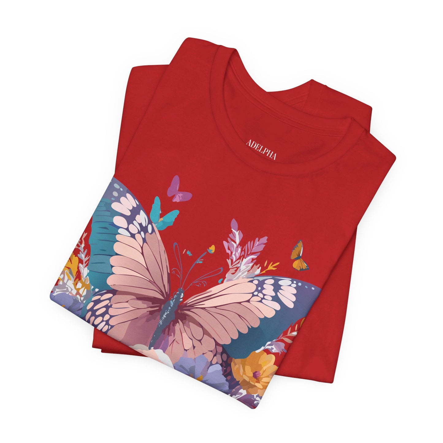 Natural Cotton Tee Shirt with Butterfly