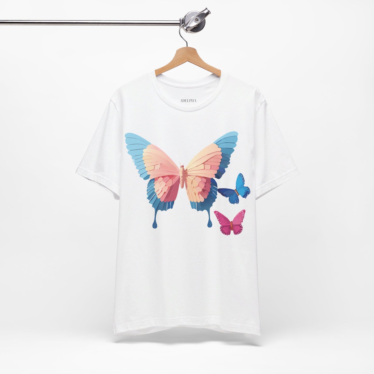 Natural Cotton Tee Shirt with Butterfly