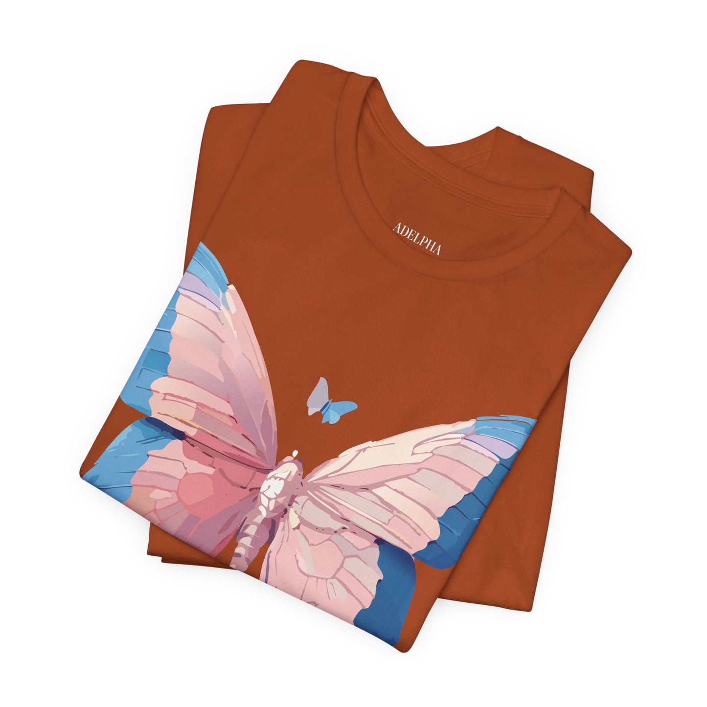 Natural Cotton Tee Shirt with Butterfly