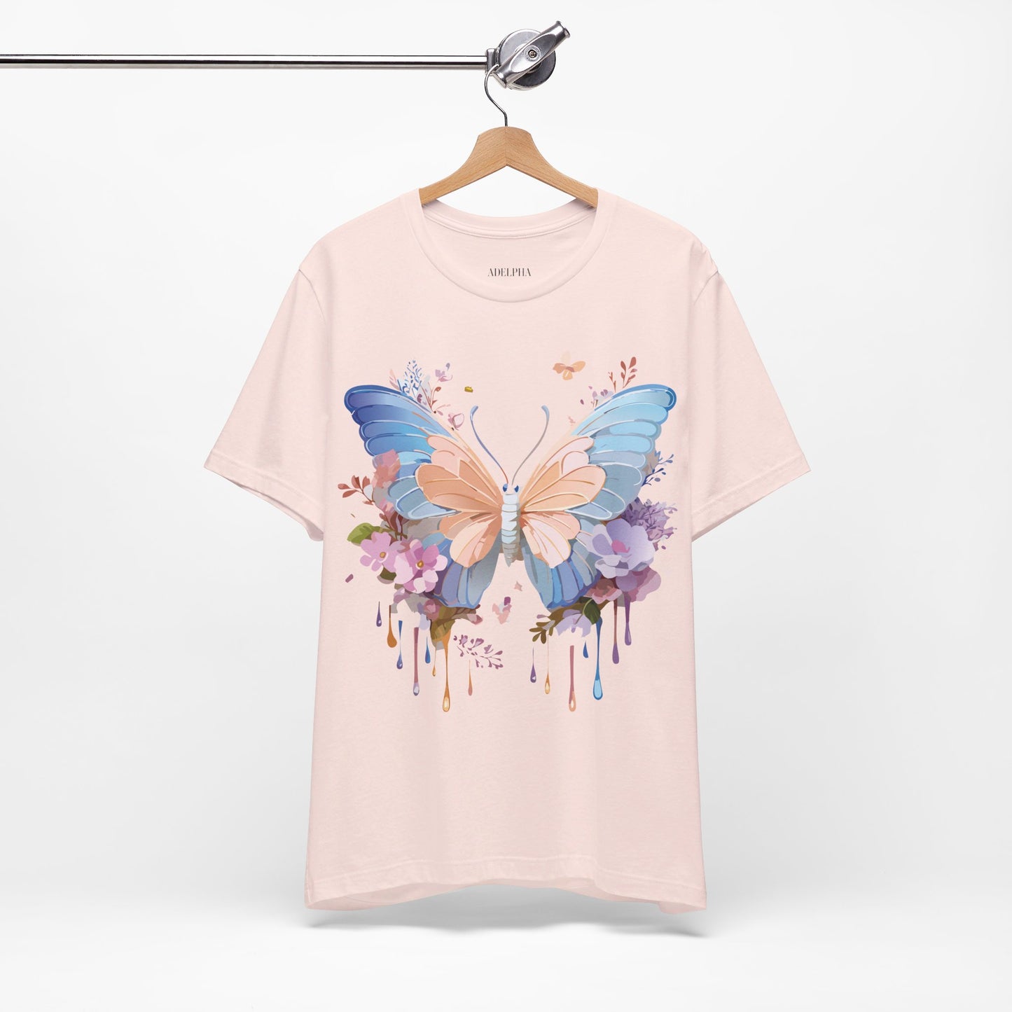 Natural Cotton Tee Shirt with Butterfly