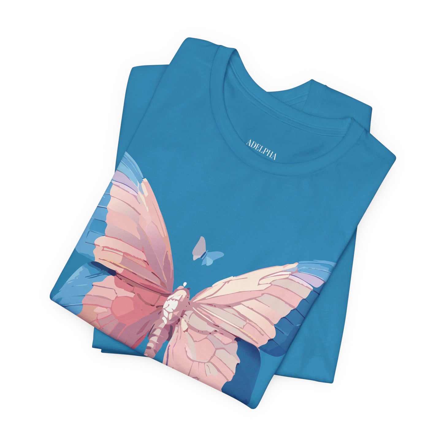 Natural Cotton Tee Shirt with Butterfly