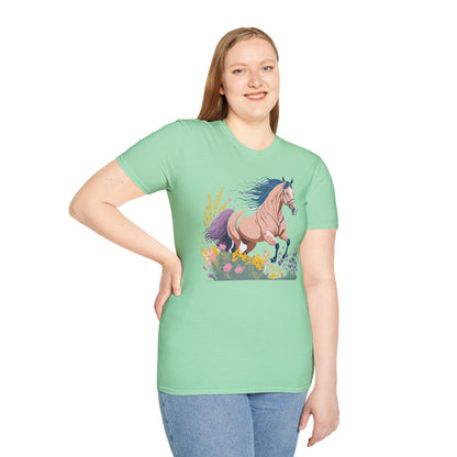Unisex Horse Shirt With Animal Design Gildan Softstyle 64000 Tee
