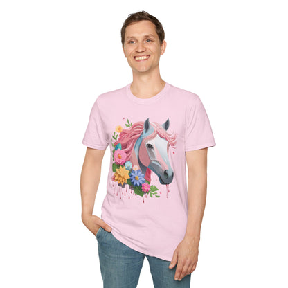 Unisex Horse Shirt Softstyle Cotton Tee With Animal Print Design