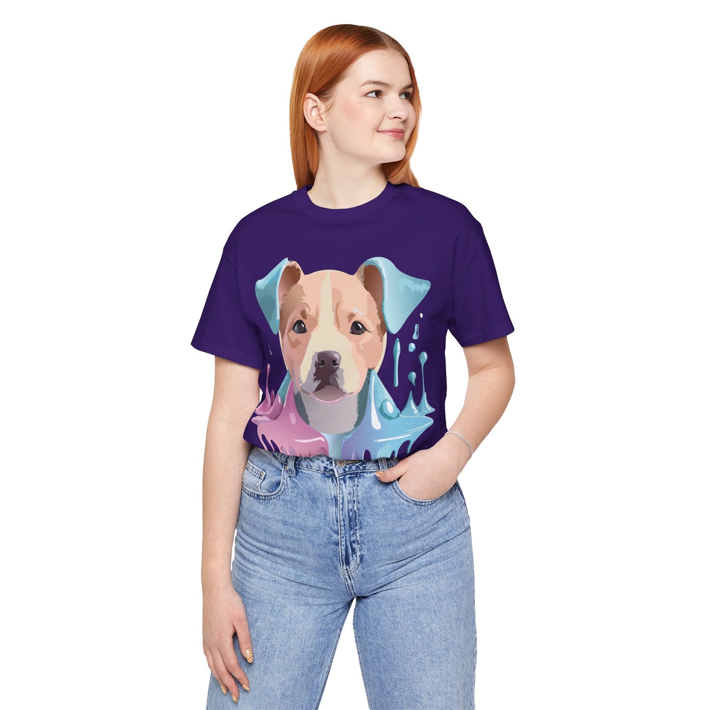 Natural Cotton Tee Shirt with Dog