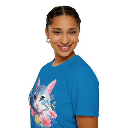 Cat Shirt Unisex Cat Tee Kitten Print Gildan Softstyle 64000