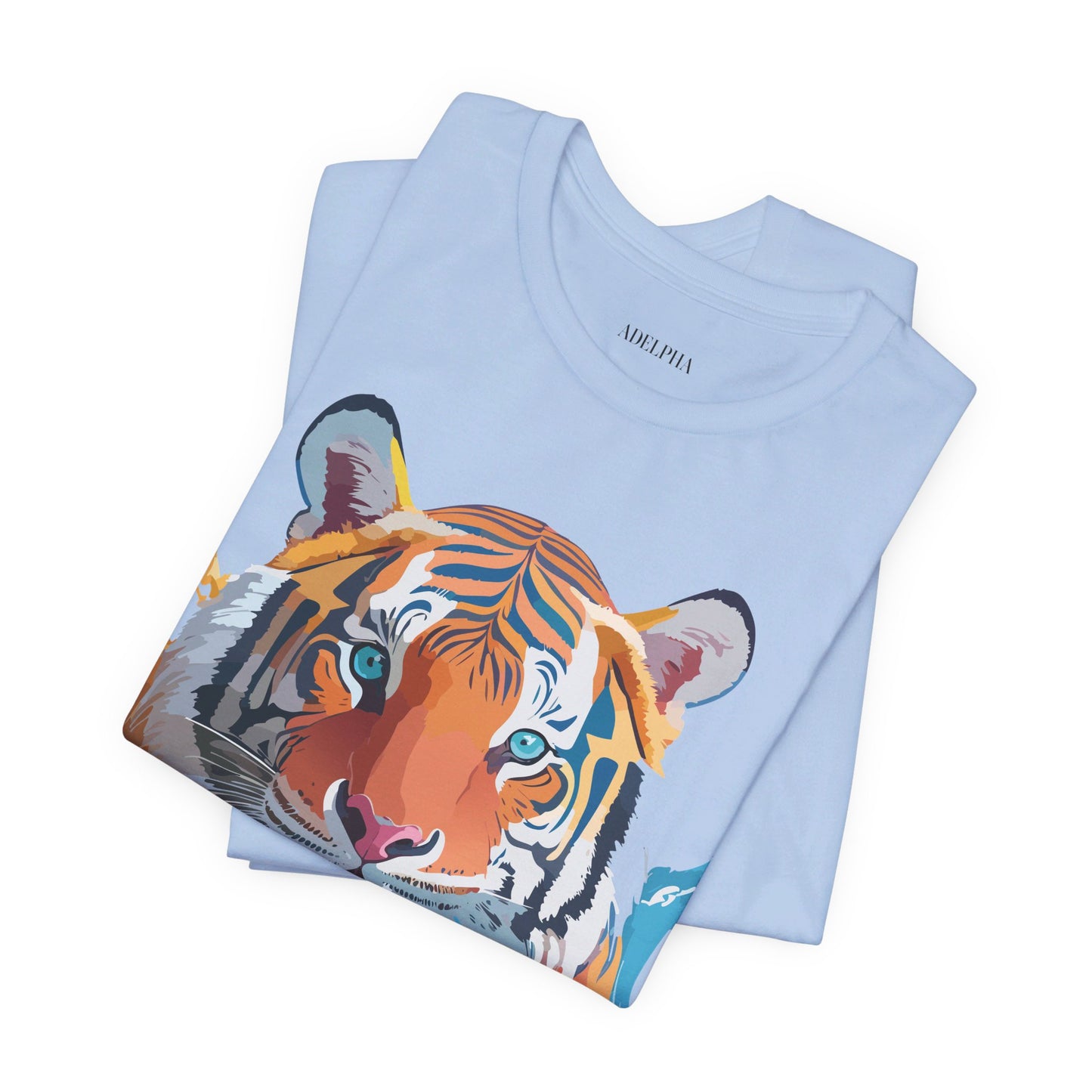 T-shirt en coton naturel avec motif tigre