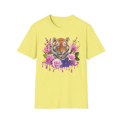 Tiger Print Shirt Unisex Animal Tee Softstyle Gildan 64000 Cotton