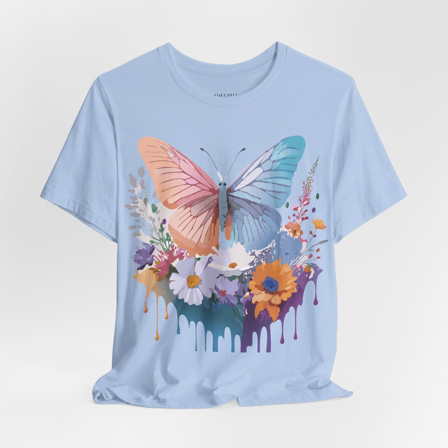 Natural Cotton Tee Shirt with Butterfly