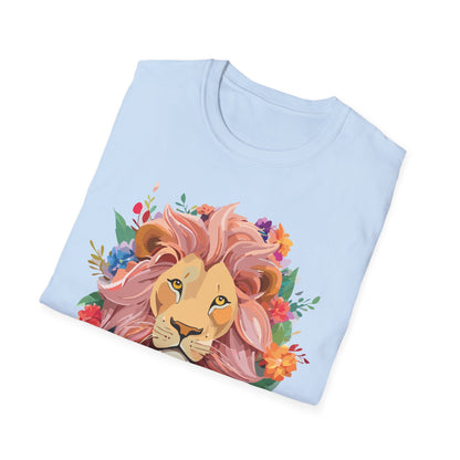Lion Shirt Unisex Floral Lion Tee Animal Print Softstyle Tee