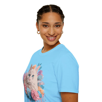 Cat Shirt Unisex Short Sleeve Cat Tee Kitten Design Gildan Softstyle 64000 Tee