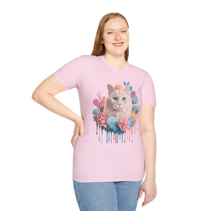 Cat Shirt Unisex Short Sleeve Cat Tee Kitten Design Gildan Softstyle 64000 Tee