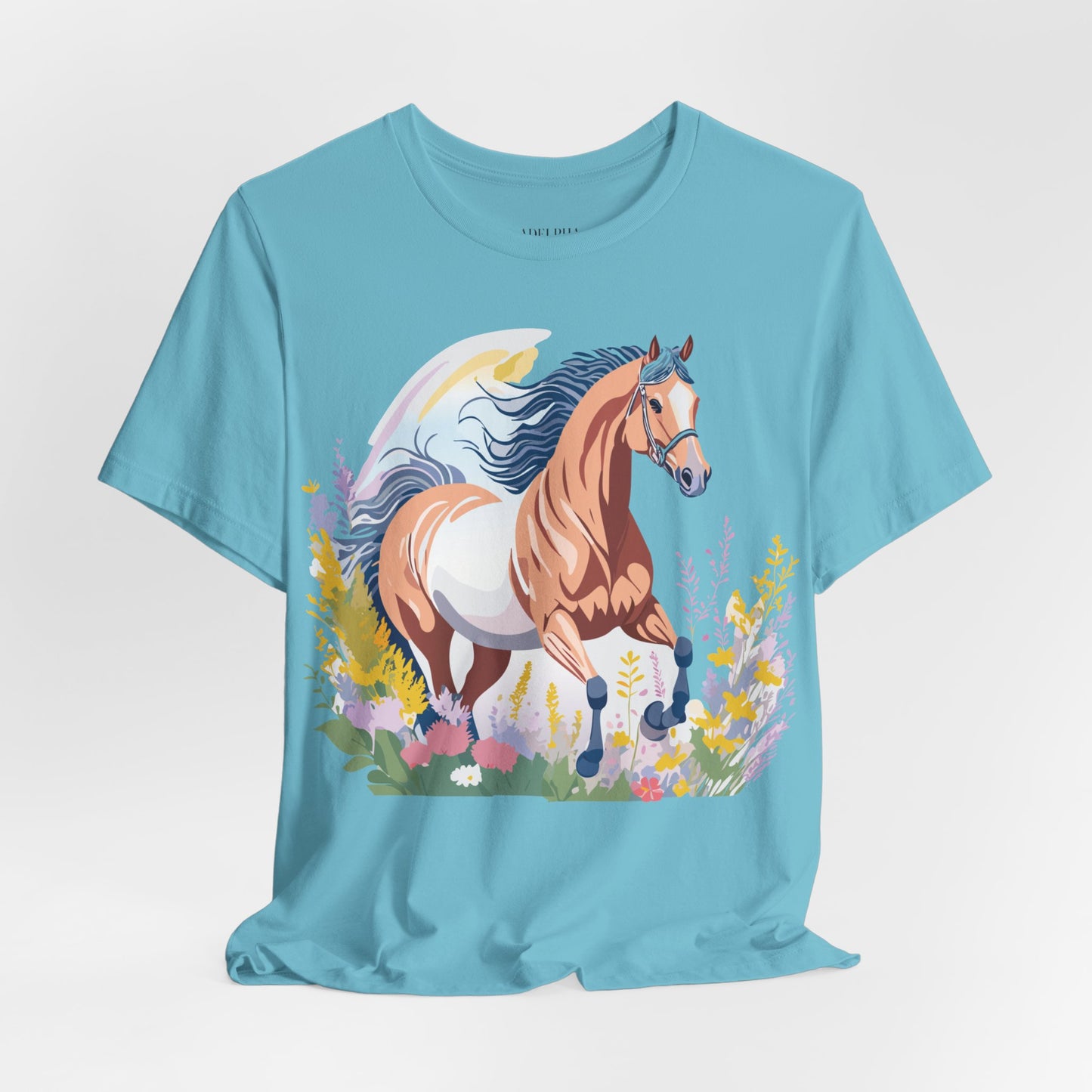 Natural Cotton Tee Shirt with Horse