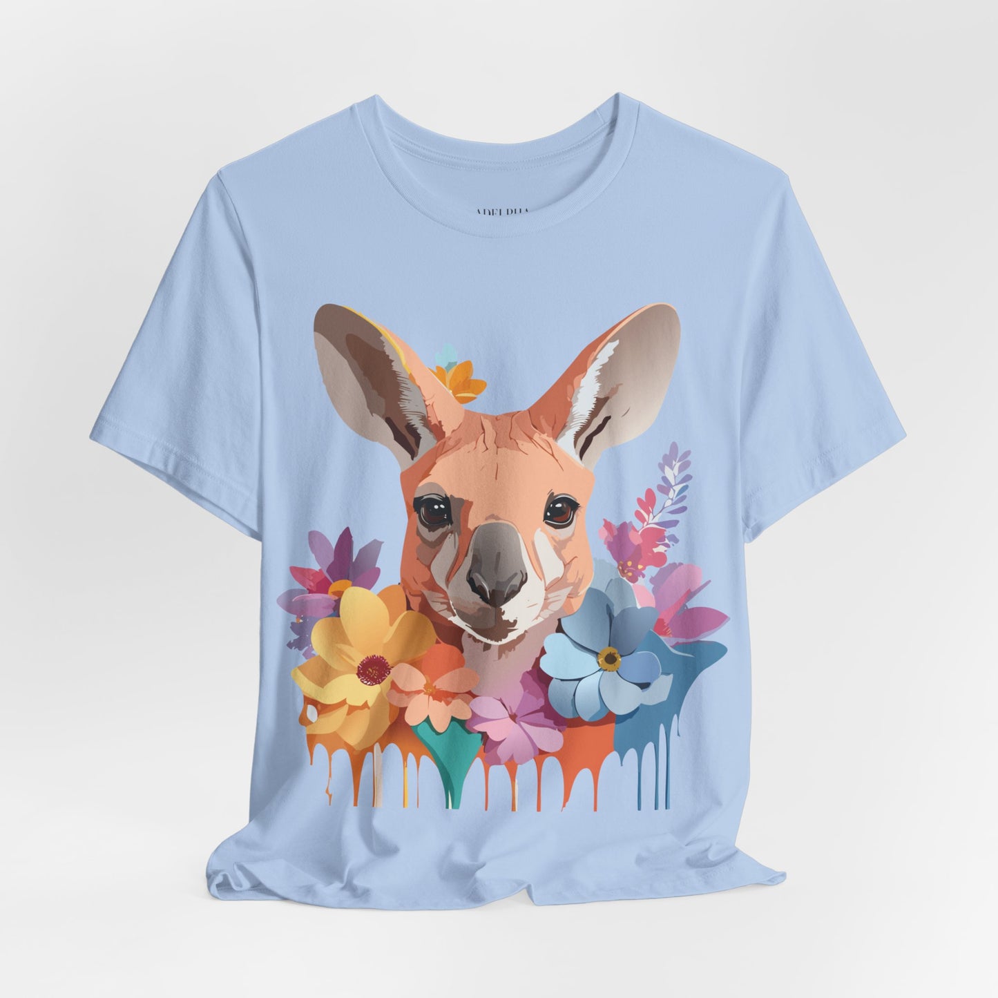 Natural Cotton Tee Shirt with Kangaroo