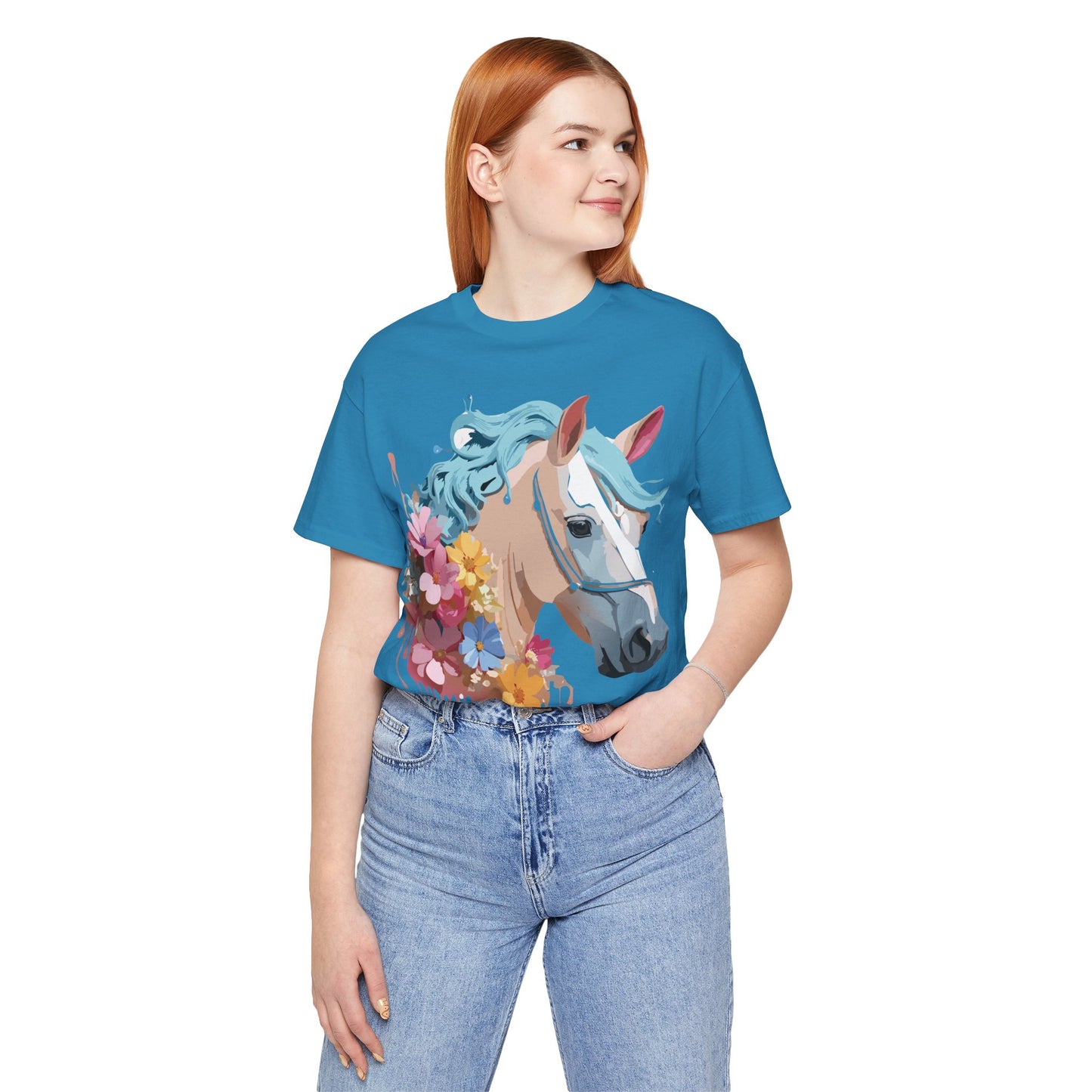 Natural Cotton Tee Shirt with Horse