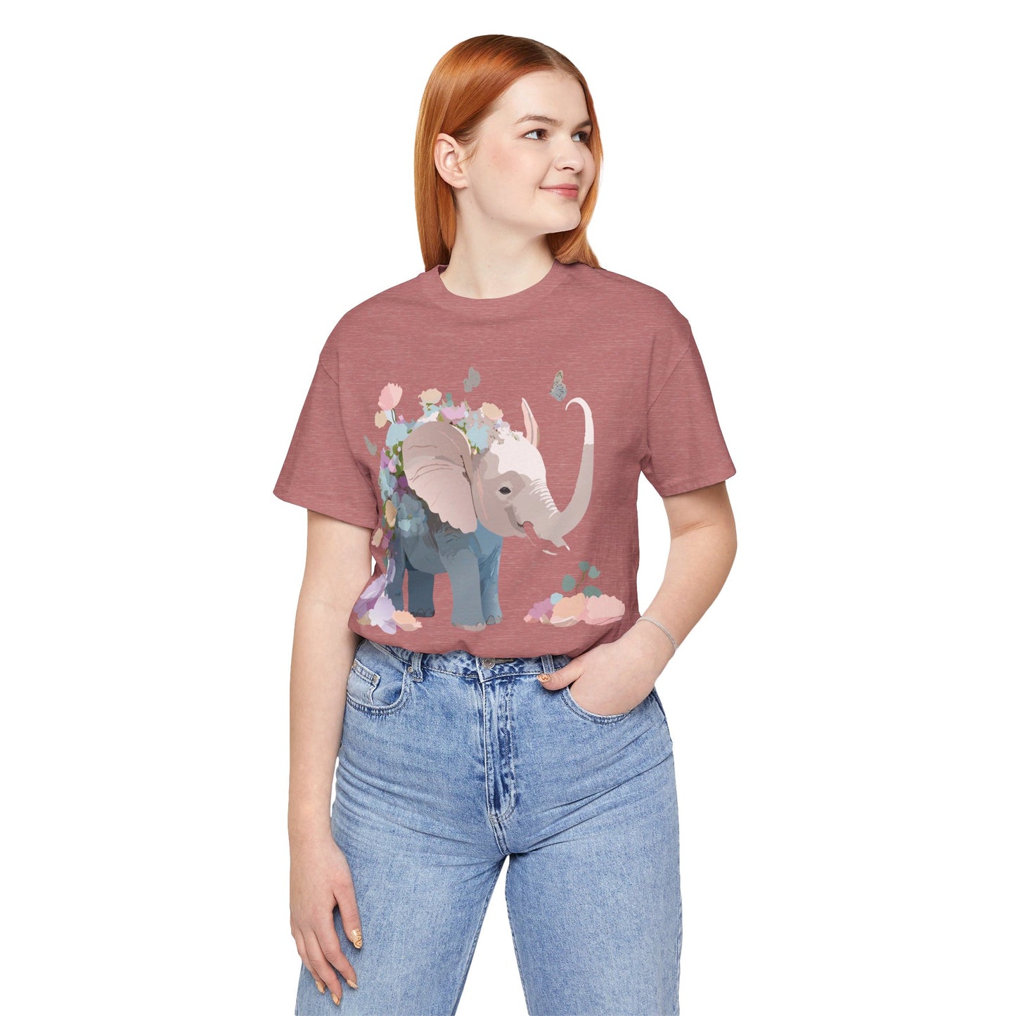 Natural Cotton Tee Shirt with Elephant