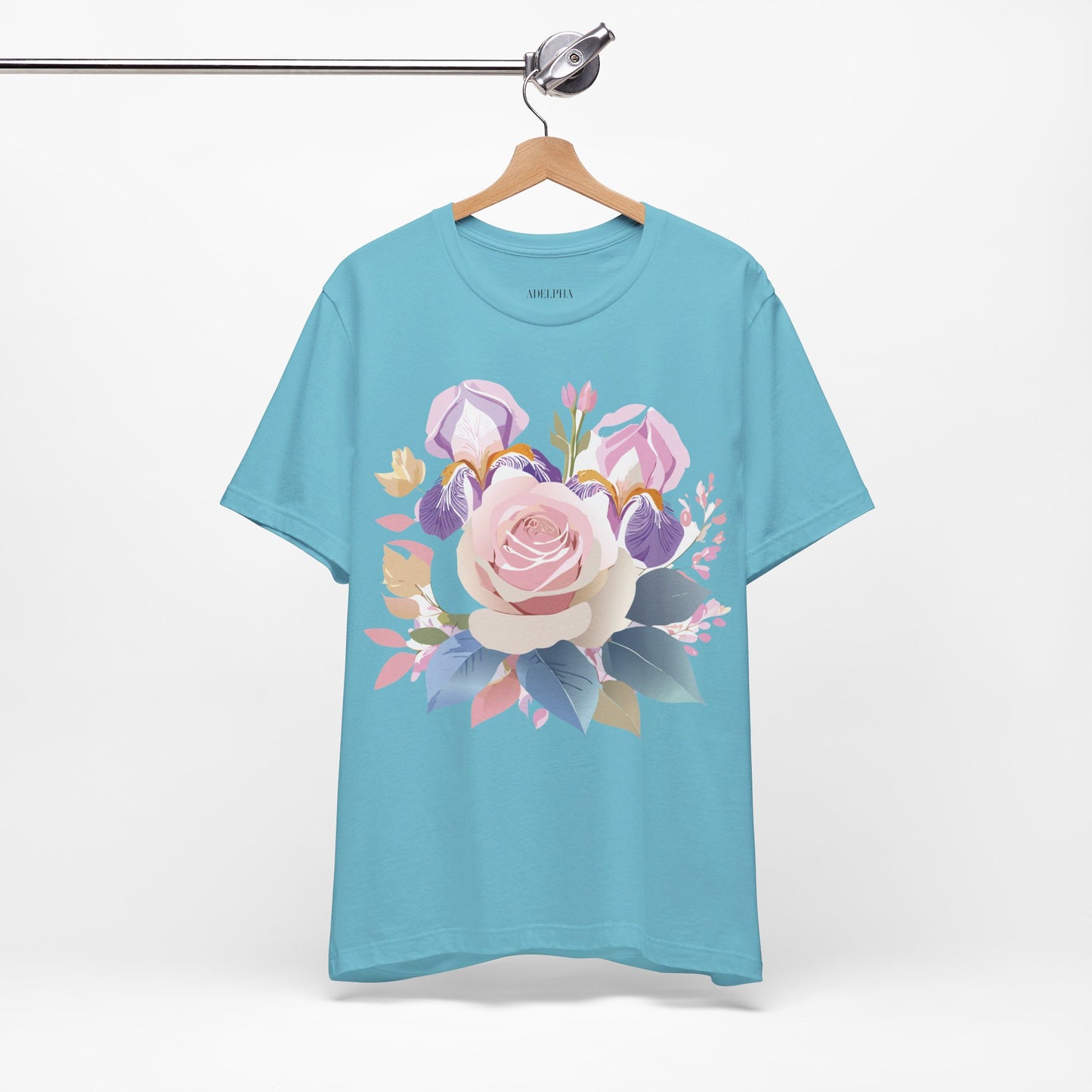 Natural Cotton Tee Shirt with Flowers