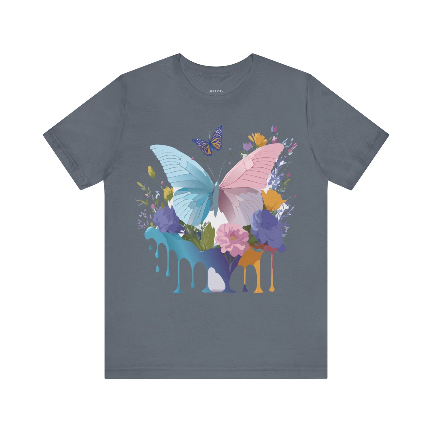 Natural Cotton Tee Shirt with Butterfly