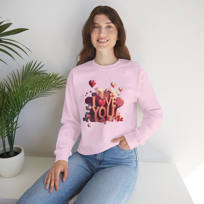 Unisex Heart Love Sweatshirt Floral Valentines Day Cotton Poly Fifty Fifty Blend