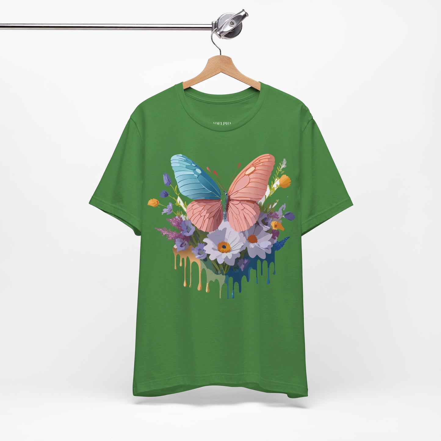 Natural Cotton Tee Shirt with Butterfly