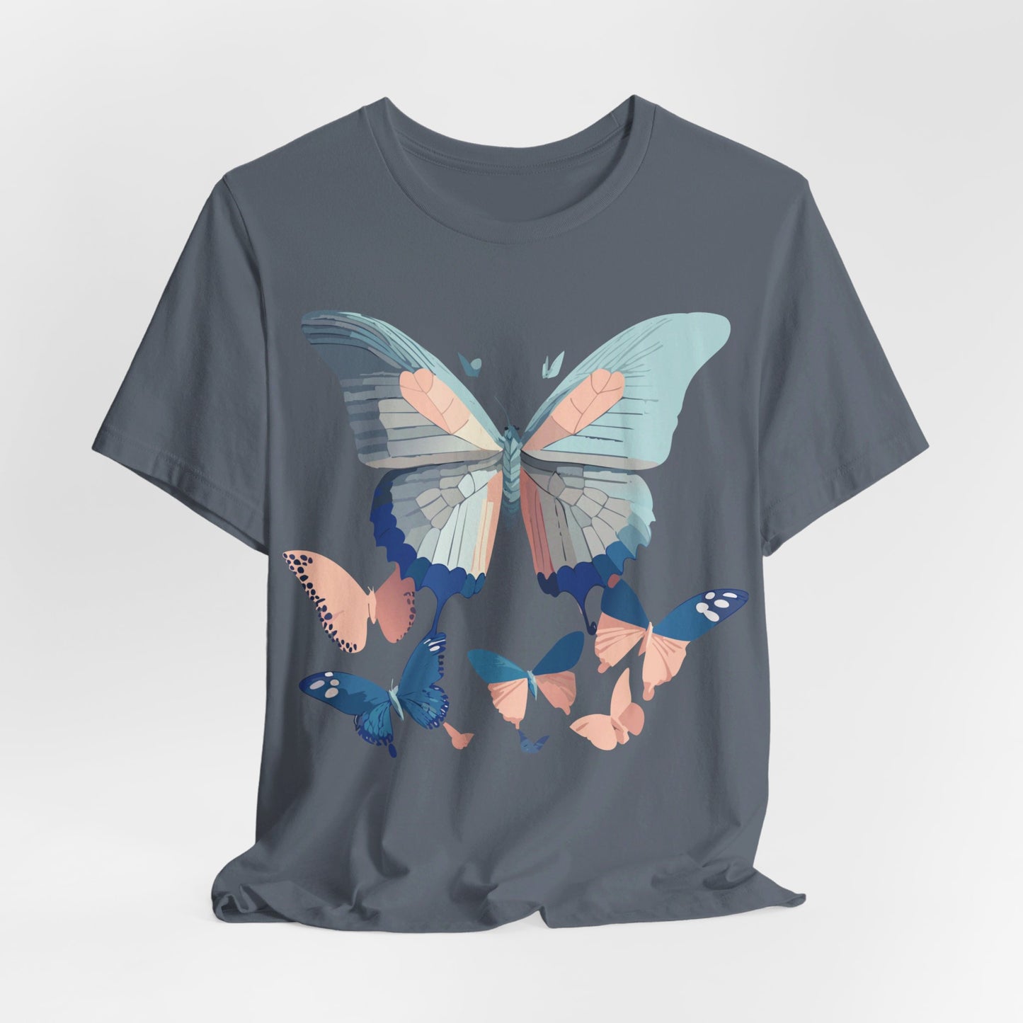 Natural Cotton Tee Shirt with Butterfly