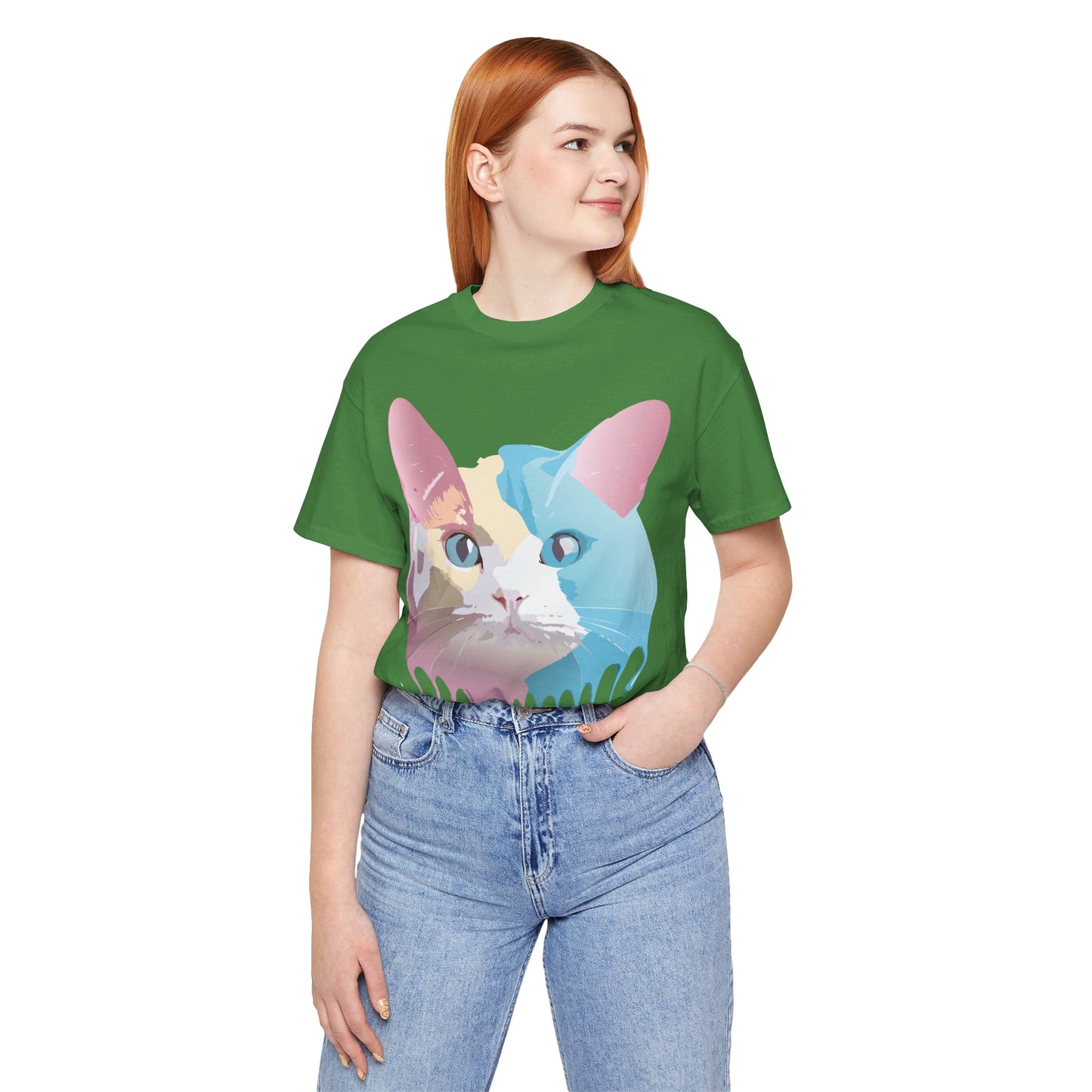 Natural Cotton Tee Shirt with Cat