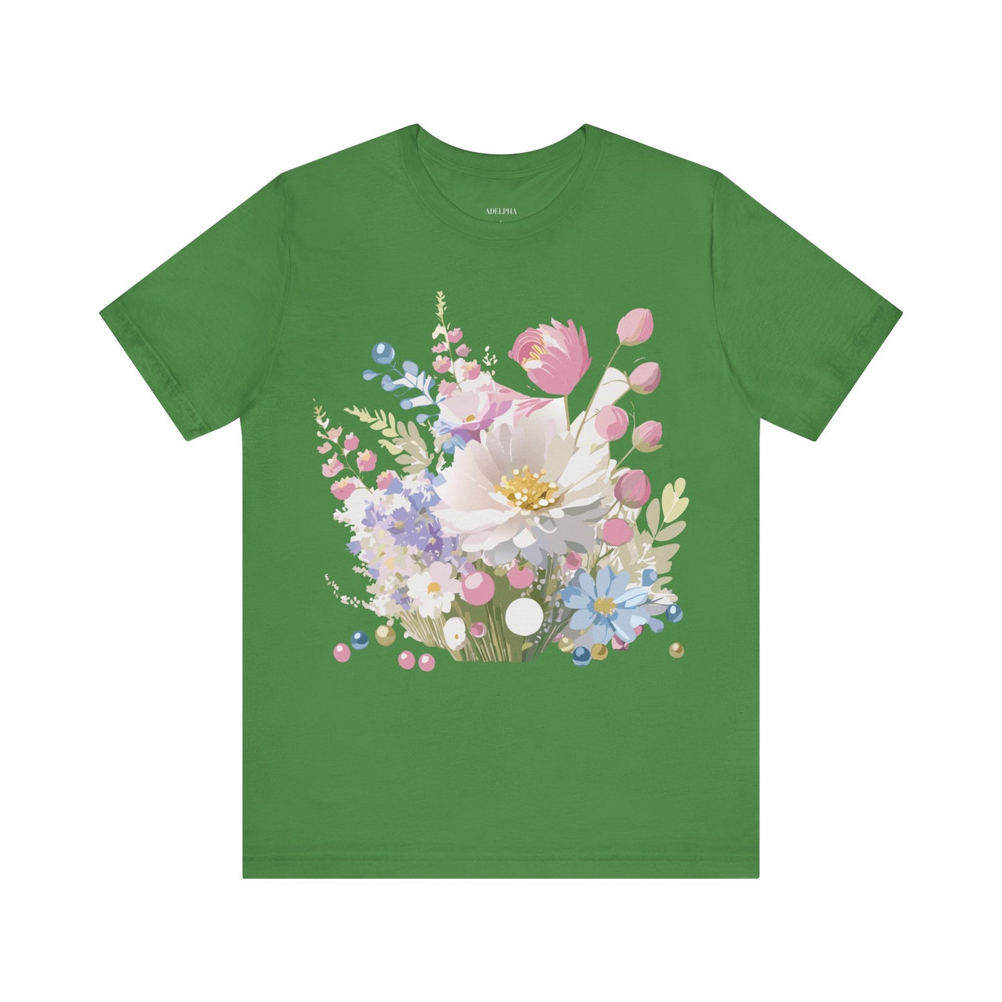 Natural Cotton Tee Shirt with Flowers