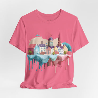 Natural Cotton Tee Shirt - Beautiful Places Collection - Warnemünde and Rostock - Germany Printify