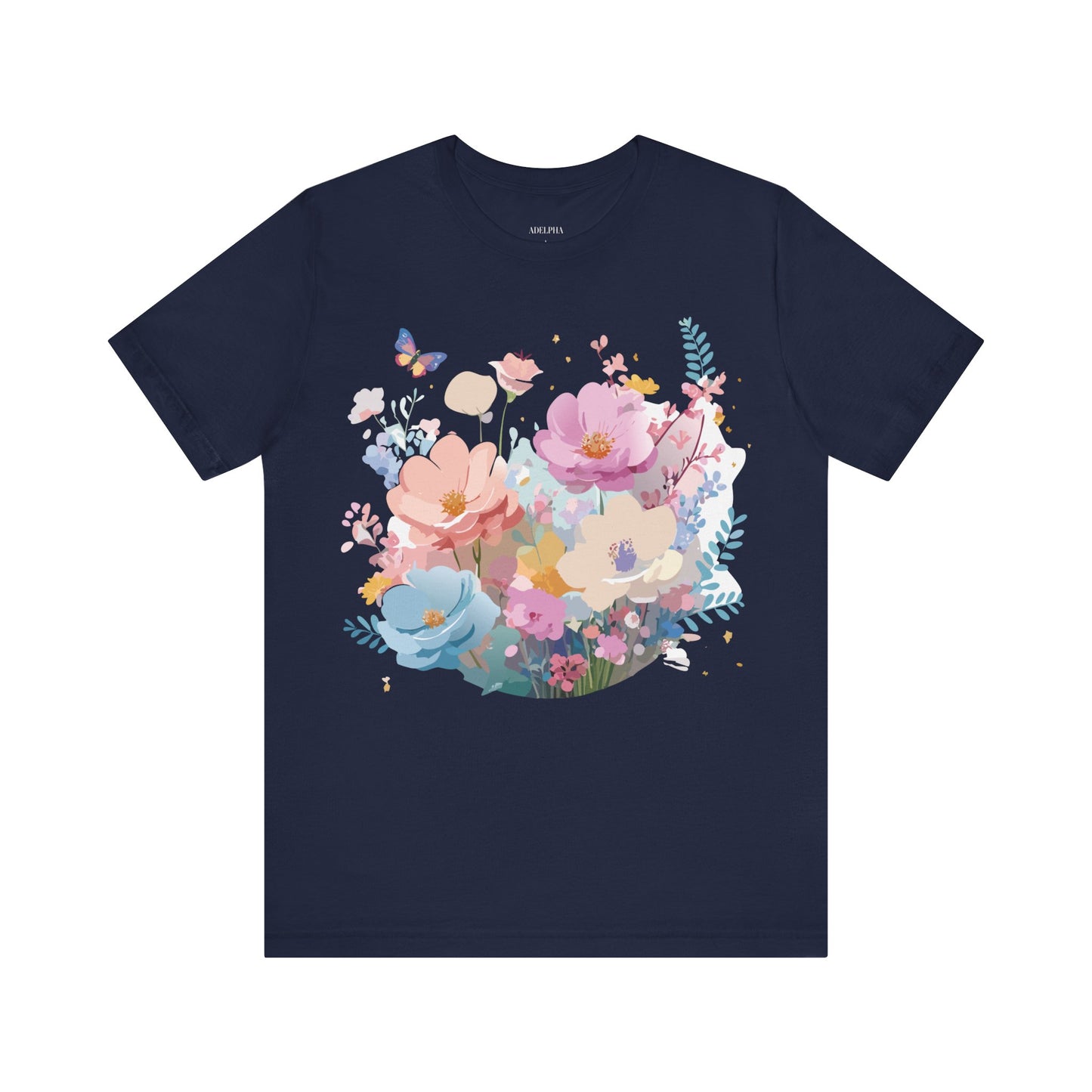 T-shirt en coton naturel avec fleurs