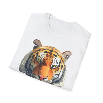 Tiger Print T Shirt Unisex Animal Tee 100 Percent Cotton Softstyle Gildan 64000