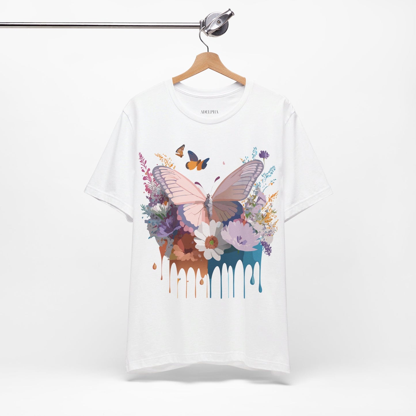 Natural Cotton Tee Shirt with Butterfly