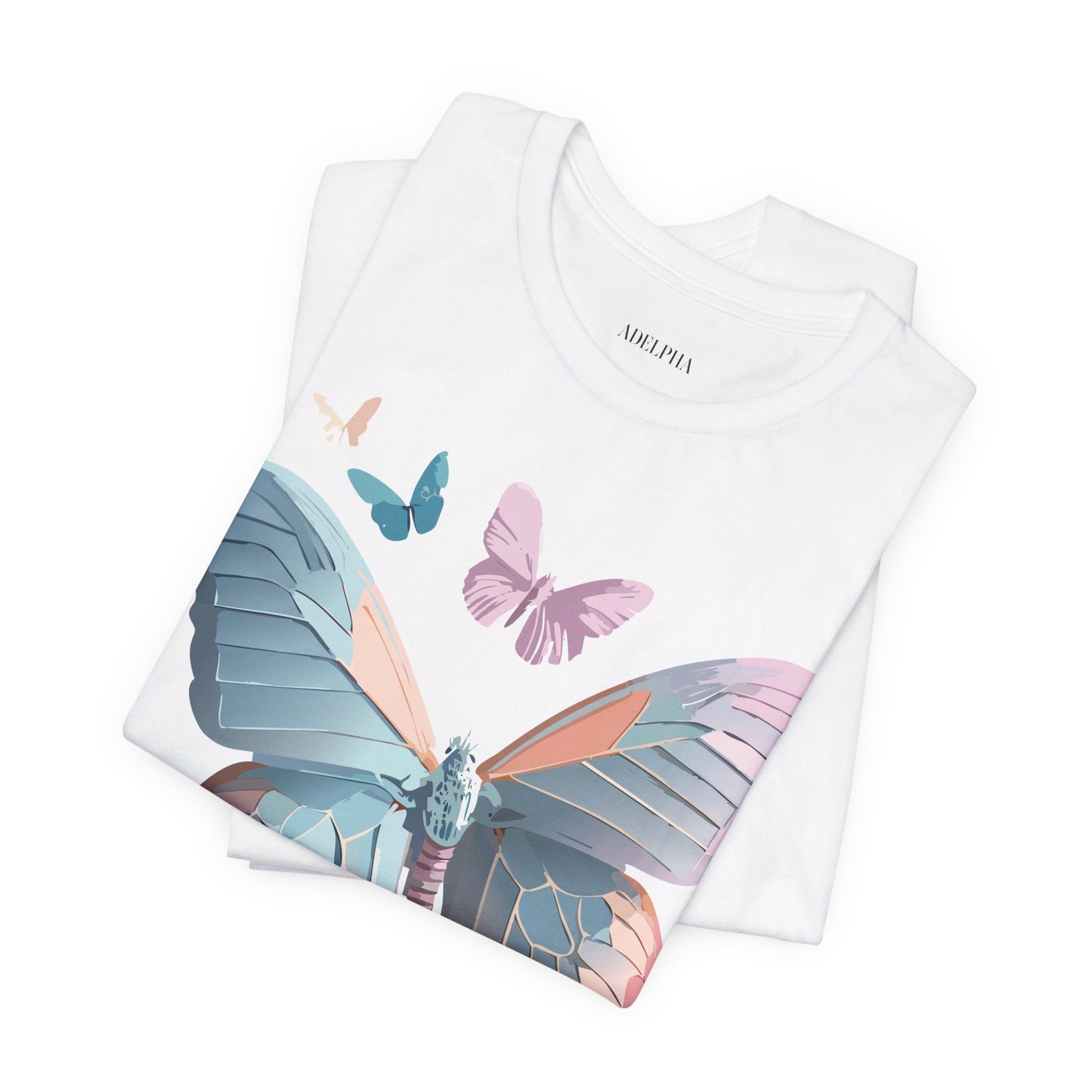 Natural Cotton Tee Shirt with Butterfly