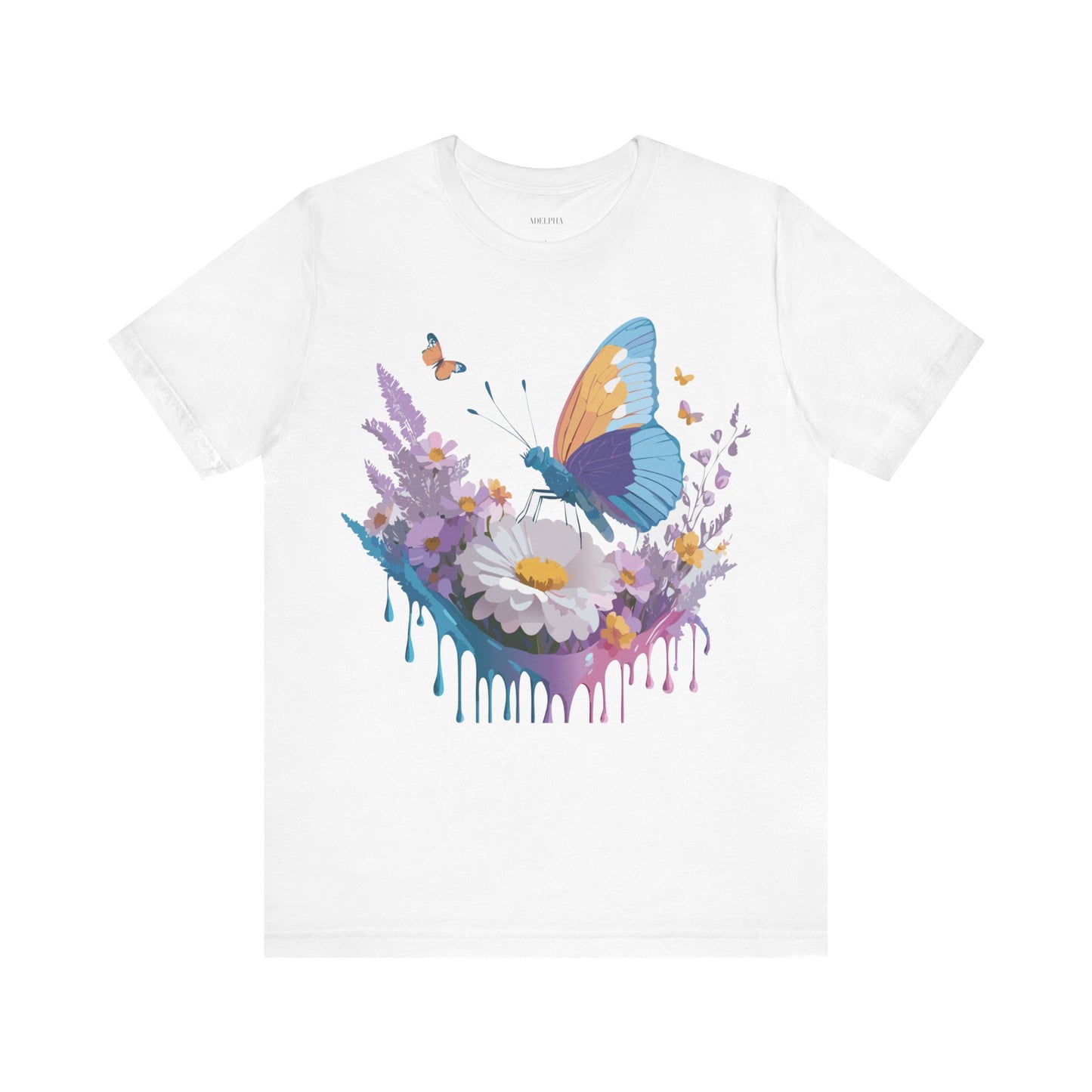 Natural Cotton Tee Shirt with Butterfly