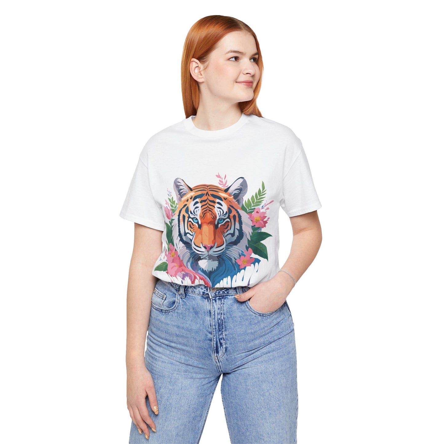 Natural Cotton Tee Shirt with Tiger