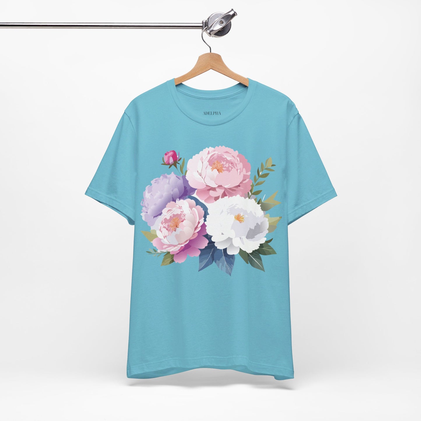 Natural Cotton Tee Shirt with Flowers